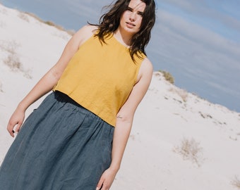 Cropped linen top BAY / linen top / linen crop top / sleeveless linen top