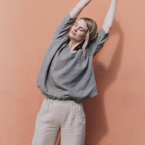 Classic linen pants HIDA / linen pants / high waist pants / pants elastic waist / linen pants for women image 3