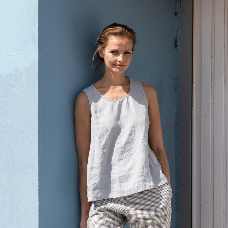 Linen swing top PRAGUE / in round neck / swing linen tank top Etsy