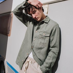 Long sleeve linen shirt MONTREAL / mens linen shirt / linen shirt for men / mens linen clothing / mens fashion