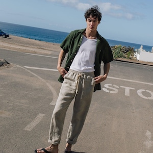 Mens linen shirt QUEBEC / short sleeve linen shirt / linen shirt for men / mens linen clothing