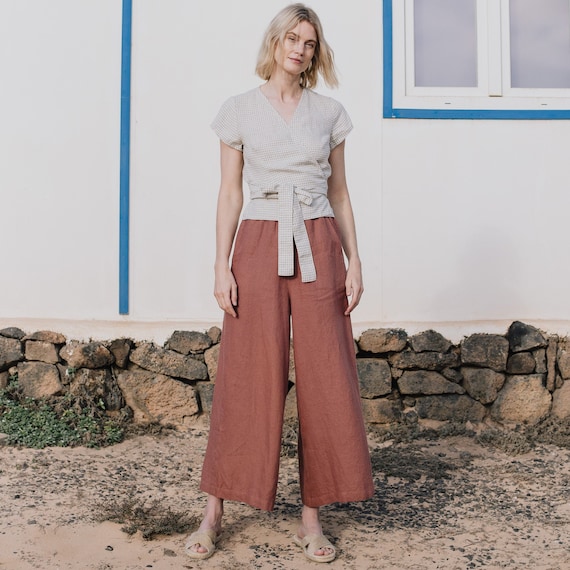 Linen Pants wels in MAXI Length / Wide Leg Maxi Pants / Skirt-pants 