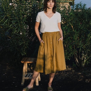 Linen skirt MARSEILLE / linen skirt long / linen elastic waist skirt image 5