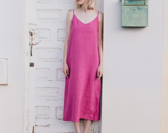 Slip linen dress LANGLEY-2  maxi length / slip dress / linen maxi dress / long dress