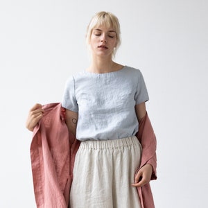 Linen top HAMBURG / short sleeve linen top / linen tops for women