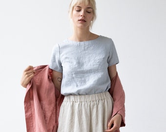 Linen top HAMBURG / short sleeve linen top / linen tops for women