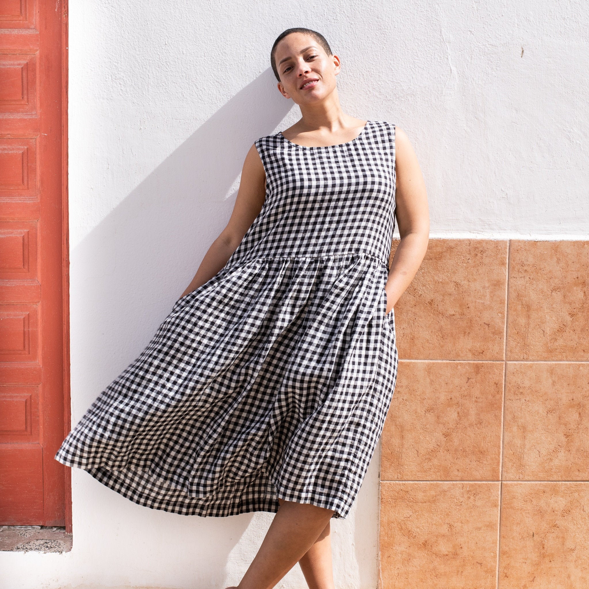 MAXI Smock Linen Dress in Light Weight 