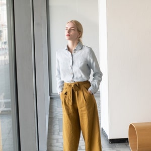 Linen collar shirt MARLE / linen shirt / linen shirt women image 6