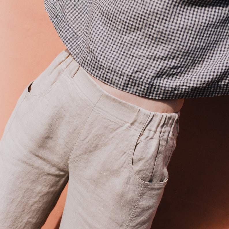 Classic linen pants HIDA / linen pants / high waist pants / pants elastic waist / linen pants for women image 4