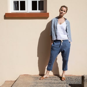 Cropped linen pants TOLEDO / linen pants / womens linen pants / pants elastic waist