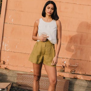 Linen shorts SOLLER / womens linen shorts / summer shorts / linen shorts women