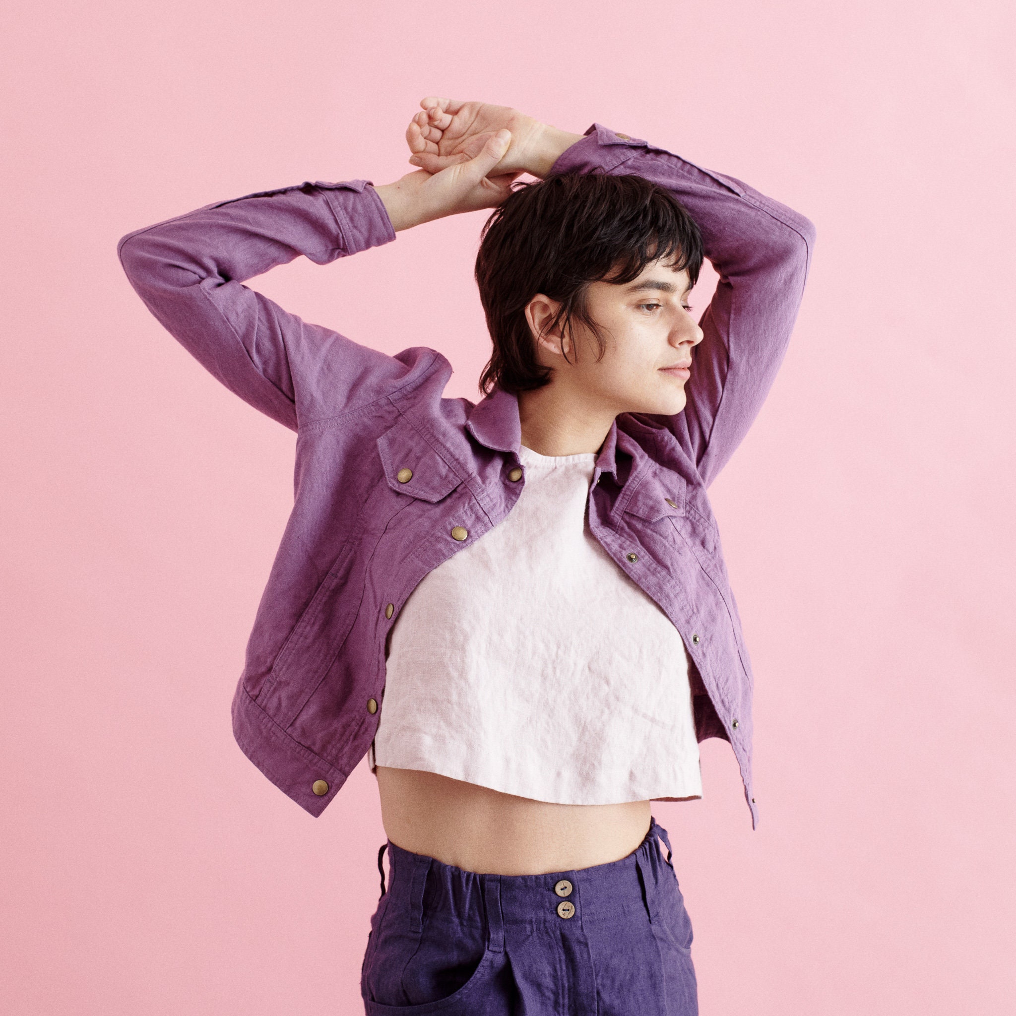 cropped linen jacket