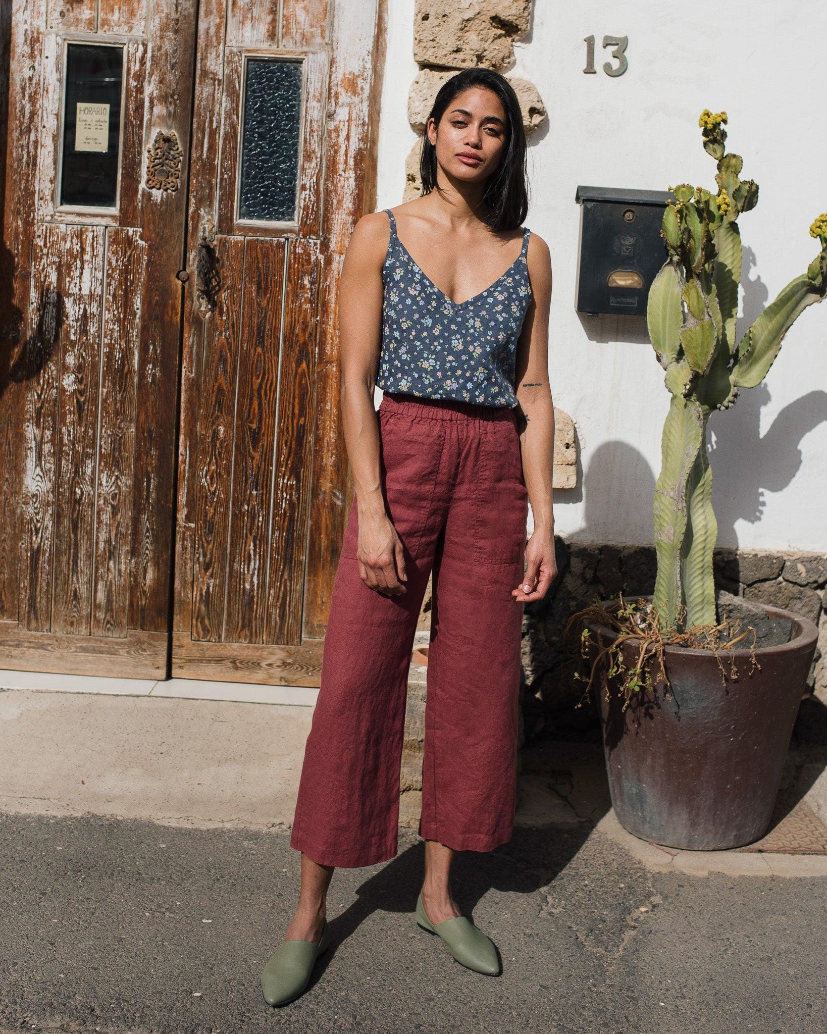 por favor ！　ポルファボール　handmade linen pants Faleave Women's Cotton Linen Summer Palazzo Pants Flowy Wide