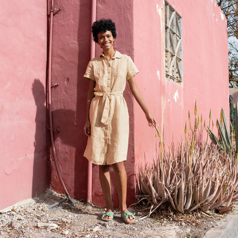 Long Linen Button Down Shirt Dress WANAKA Etsy