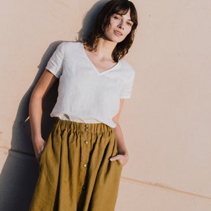 Linen skirt MARSEILLE / linen skirt long / linen elastic waist skirt image 1