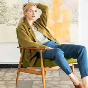 Linen jacket VICTORIA-2 / oversized jacket / womens linen jacket image 1