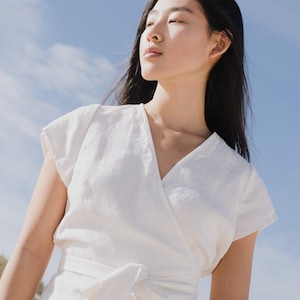 Linen wrap top MADRID / linen top / linen wrap top pattern