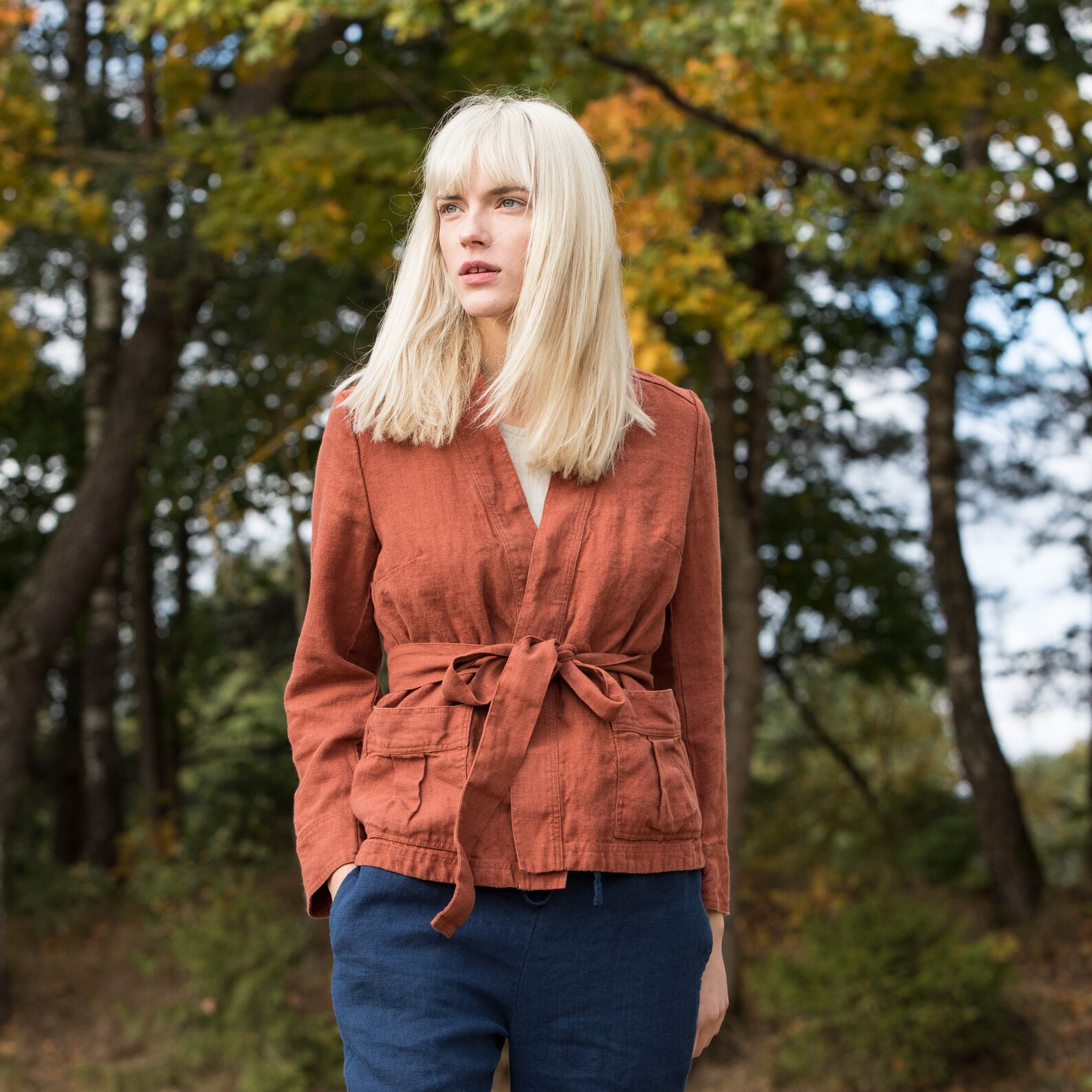 Wrap Linen Jacket STOCKHOLM in Heavy Linen/ Washed and Soft Etsy