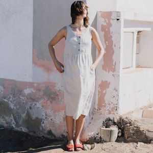 Linen dress with front brass snaps VALLEY / linen dresses / button up / maternity dress image 2