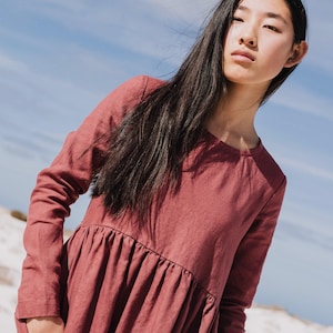 Linen dress EMILIE with long sleeves in MAXI length / maxi linen dress / loose linen dress