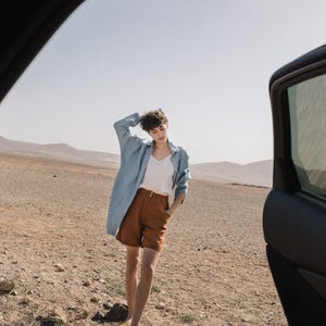 Linen shorts MORCOTE / high waisted shorts / bermuda shorts / linen shorts women