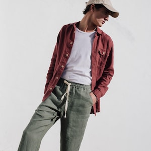 Mens linen drawstring pants ONTARIO/ linen pants men / mens linen pants / men linen pants
