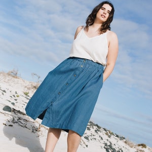 Linen skirt MARSEILLE / linen elastic waist skirt / skirt with pockets / elastic waist skirt