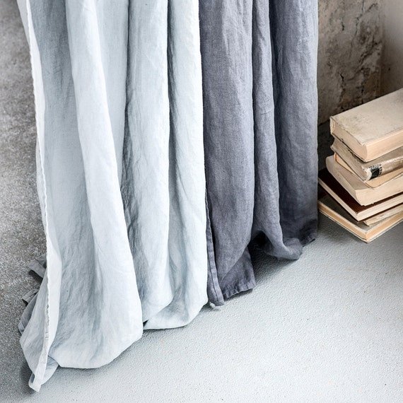 Linen Curtain 1 Panel In Dark Grey Graphite Washed Linen Etsy