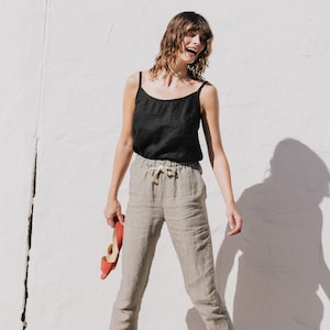 Linen pants ATHENS / Loose linen pants / pants elastic waist image 3