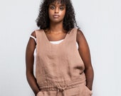 Loose Linen jumpsuit LIMA in MIDI length / Washed linen overall