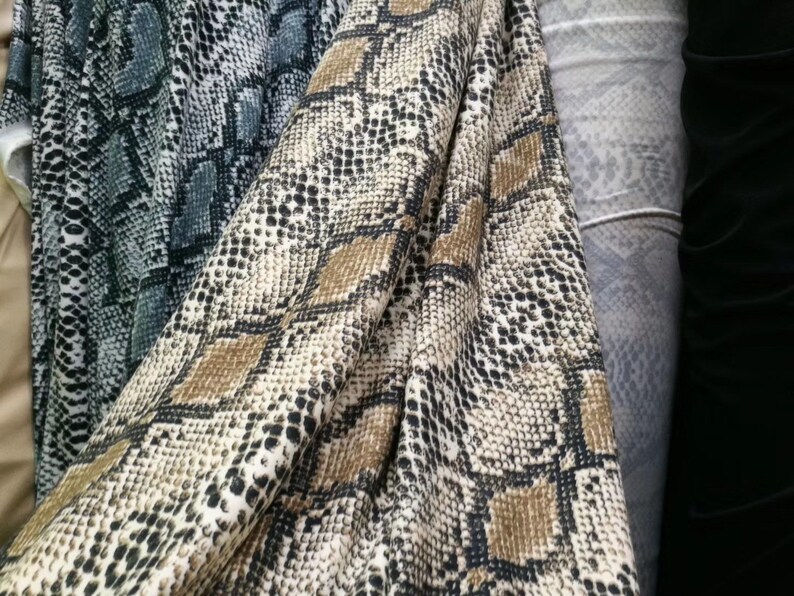 Special Brown Snake Skin Print 4 way Stretchy Latin Dance Fabric Costume Dress Spandex Fabric Sold by Yard 59\u201d WideYard Animal print
