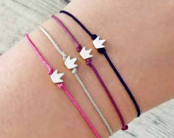 Tiny Silver Crown bracelet, Wish bracelet, Adjustable cord bracelet, Princess Queen Bracelet, Bridesmaid Gift, Daughter Gift, BFF gift