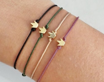 Crown friendship bracelet, Make a wish bracelet, Gold Crown Charm string bracelet, Princess, Queen, Bridesmaids Gift, Daughter Gift,BFF gift