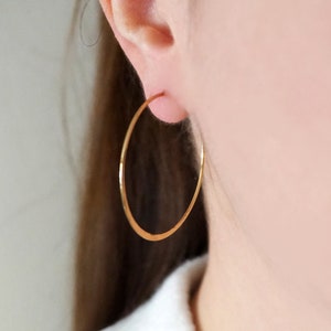 Gold Hoop Earrings, Gold Thin Hoops, Minimalist Earrings, Medium Hoops, Everyday Earrings, Large Hoop Earrings, Gift for Her