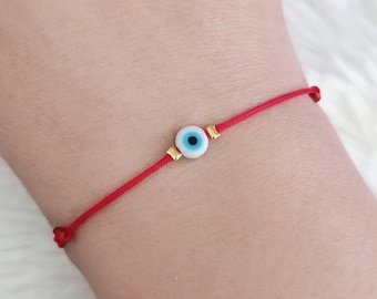 Tiny Evil eye bracelet, Evil eye jewelry, Red string bracelet, Evil eye Friendship Bracelet, Evil eye cord bracelet, Red Protection bracelet