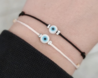 Tiny Evil eye bracelet, Evil eye jewelry, Red string bracelet, Evil eye Friendship Bracelet, Evil eye cord bracelet, Red Protection bracelet