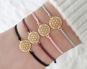 Gold 925 Sterling Silver Flower of Life String Bracelet, Adjustable bracelet, Sacred Geometry Bracelet, Yoga jewelry, Spiritual Jewelry