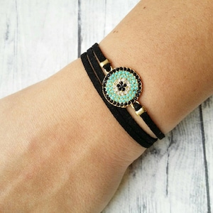 CZ Evil eye bracelet, Gold Evil eye bracelet, Evil eye wrap bracelet, Turquoise CZ Bracelet, Protection Good luck bracelet, Gift for her
