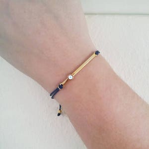 Gold Bar bracelet, Evil eye bracelet, Friendship bracelet, Adjustable cord bracelet, Lucky charm bracelet, Gift for her, Birthday gift image 7