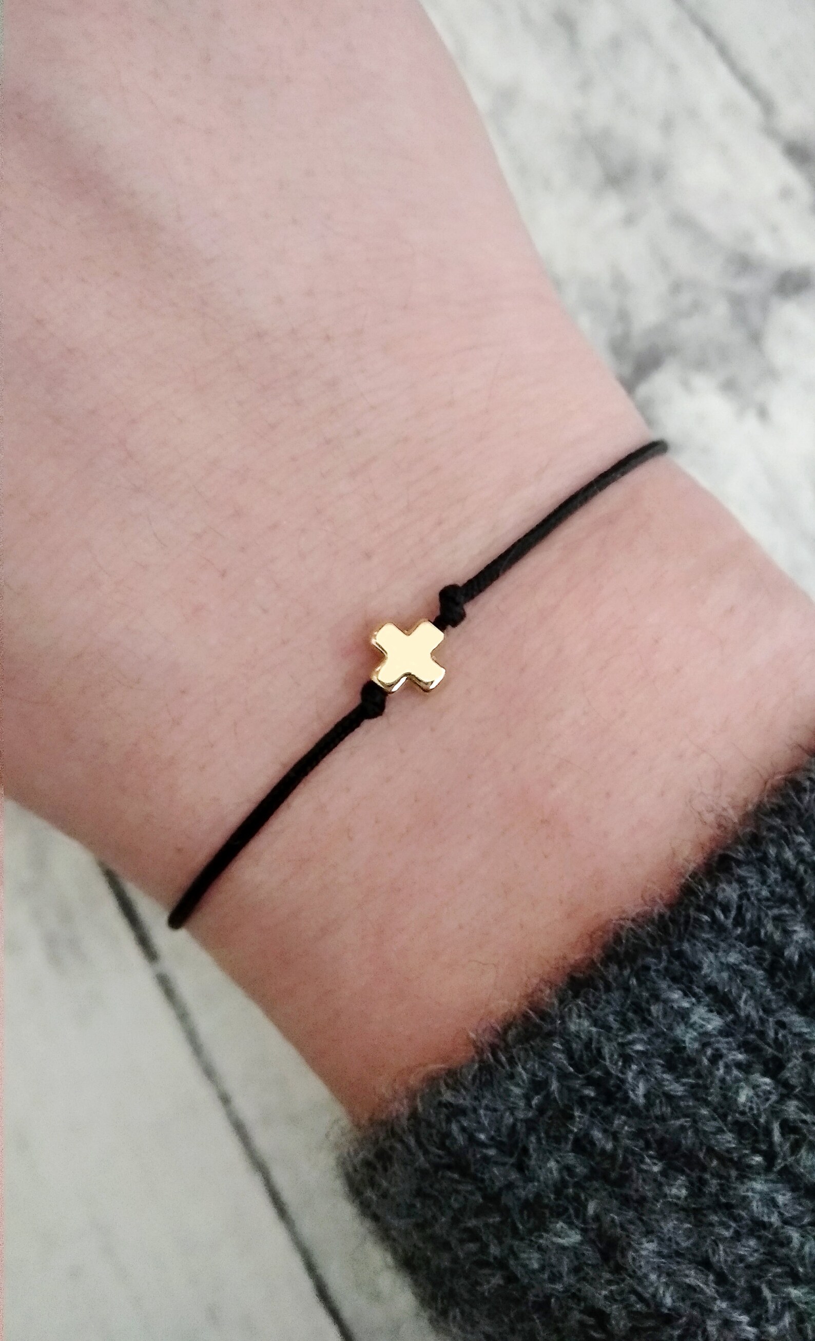 Gold Cross Friendship Bracelet Minimalist String Cord Etsy