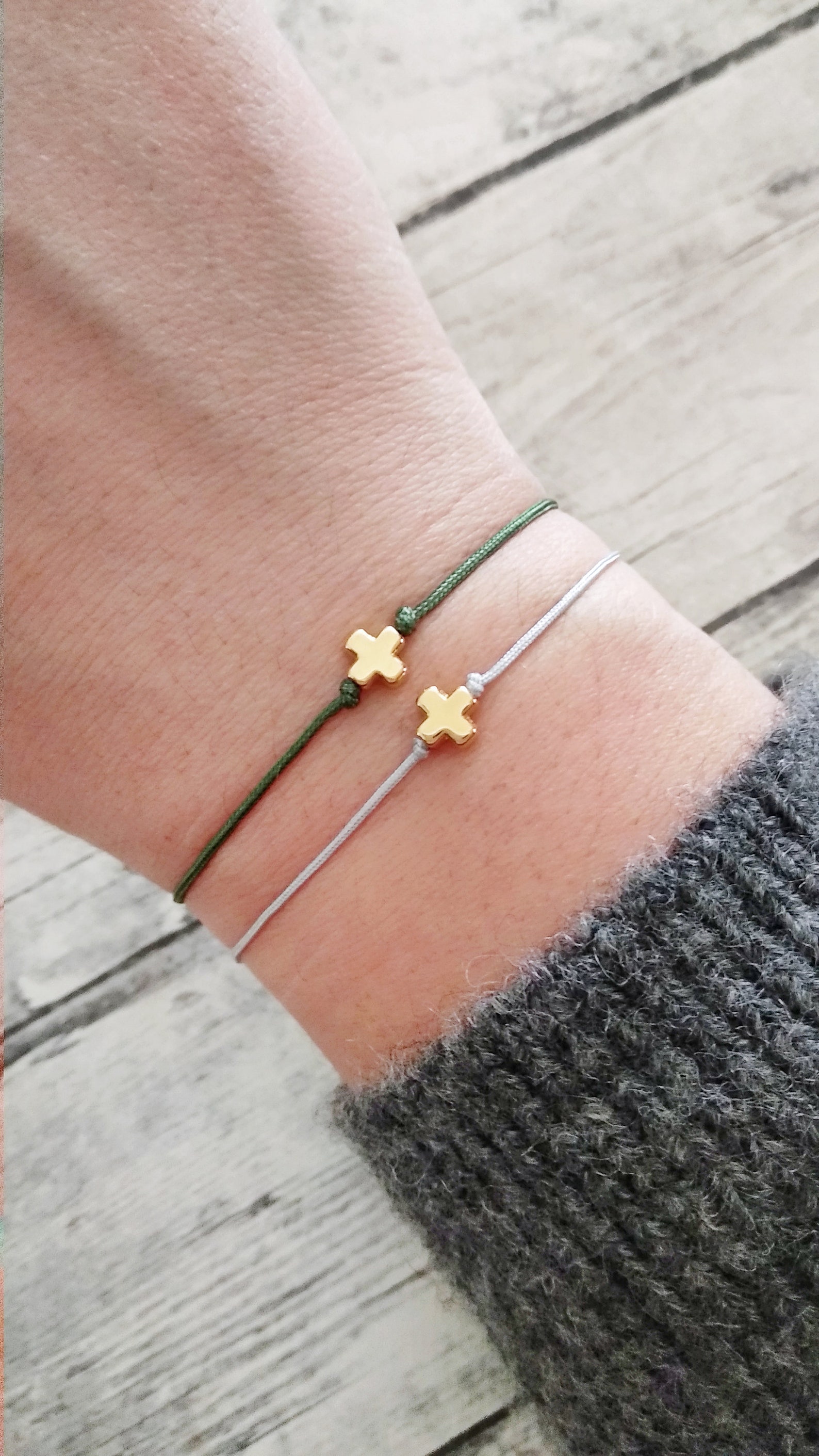 Gold Cross Friendship Bracelet Minimalist String Cord Etsy