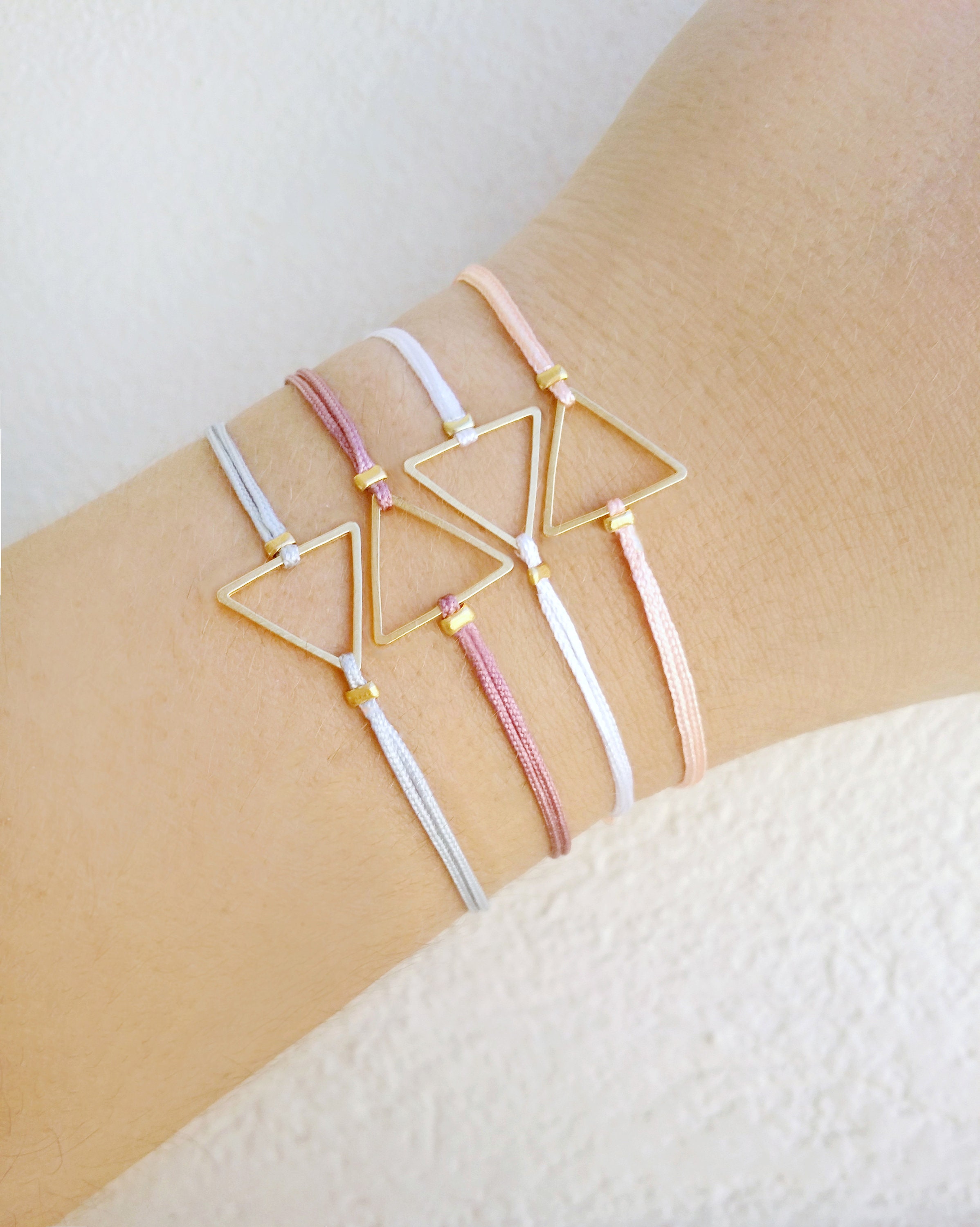 Triangular Gold Bracelets Gold Triangle Friendship Bracelet, Triangle Cord Bracelet, Simple ...