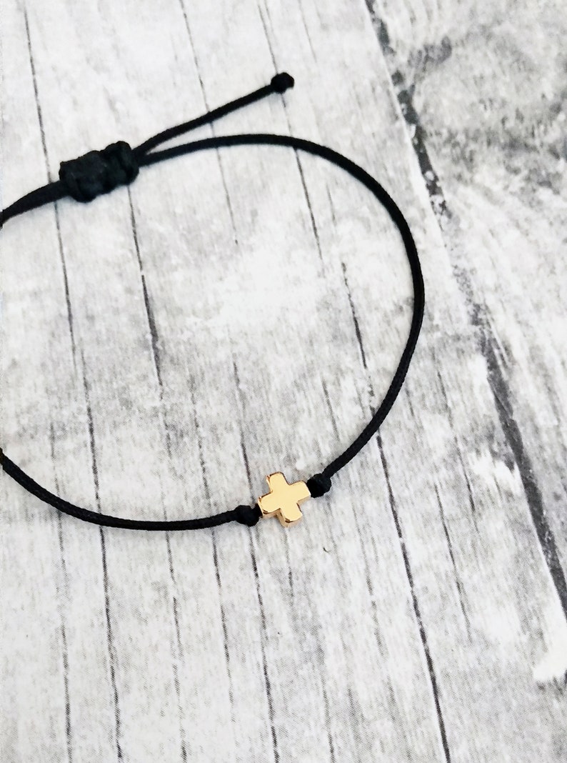 Gold Cross Friendship Bracelet Minimalist String Cord Etsy