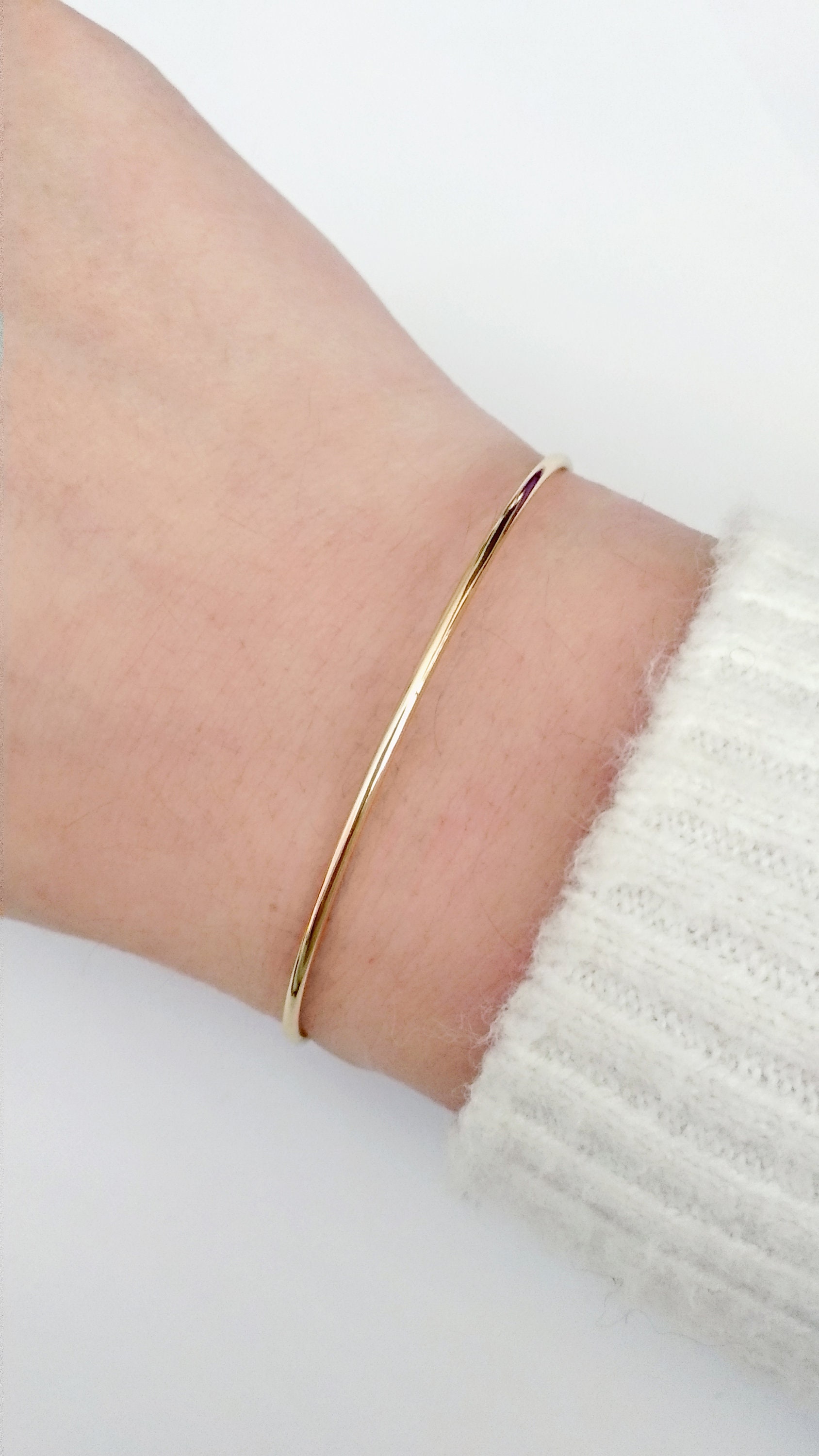 Dainty Thin Gold Cuff Bracelet Simple Delicate Bangle Etsy