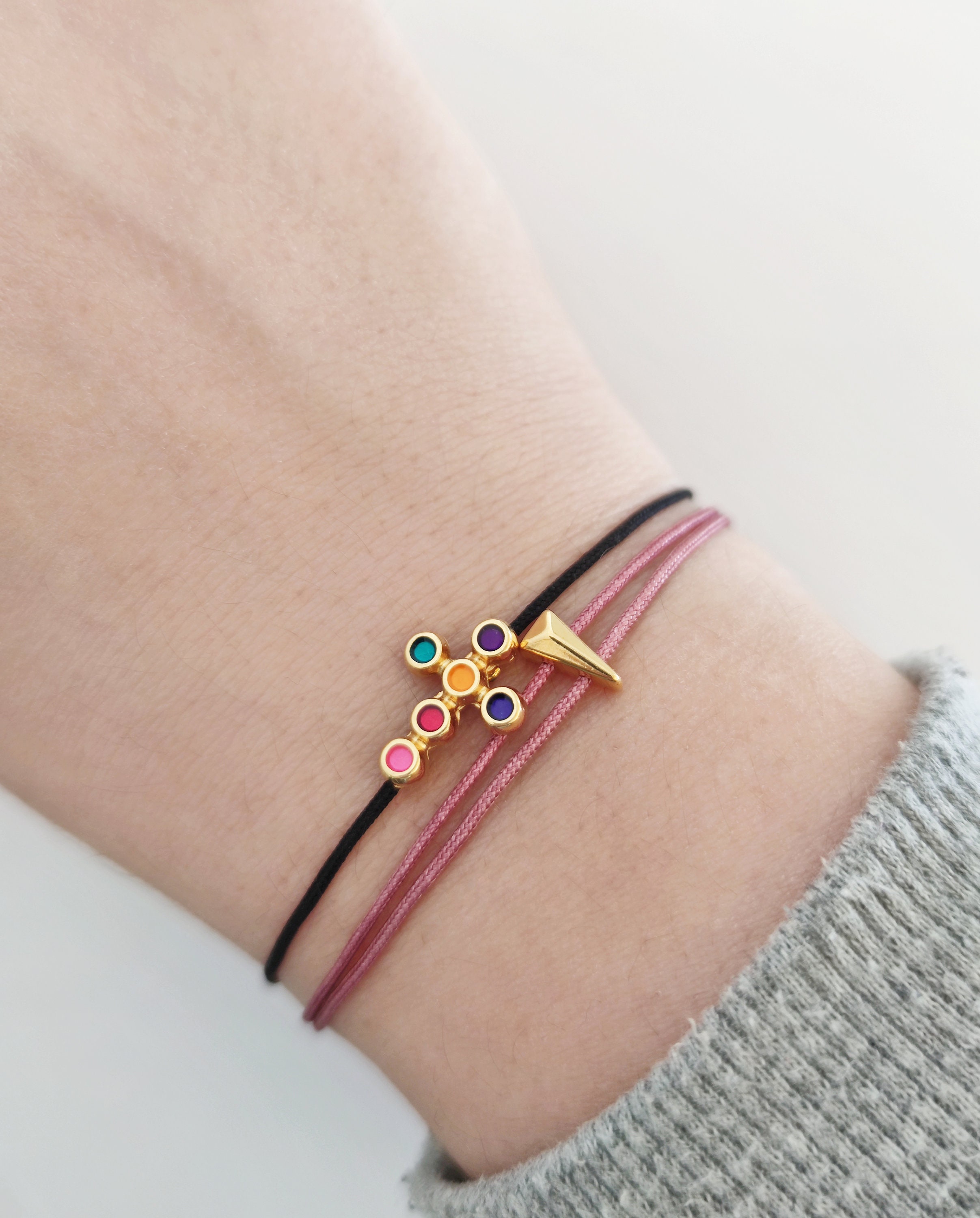 Gold Enamel Cross Friendship Bracelet String Cord Adjustable Etsy