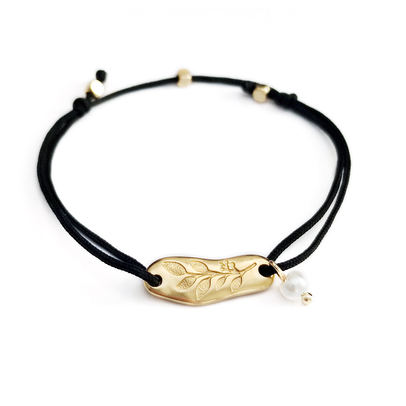 Laurel Leaf Bracelet Gold Plated Leaf Charm Bracelet Leaf Etsy