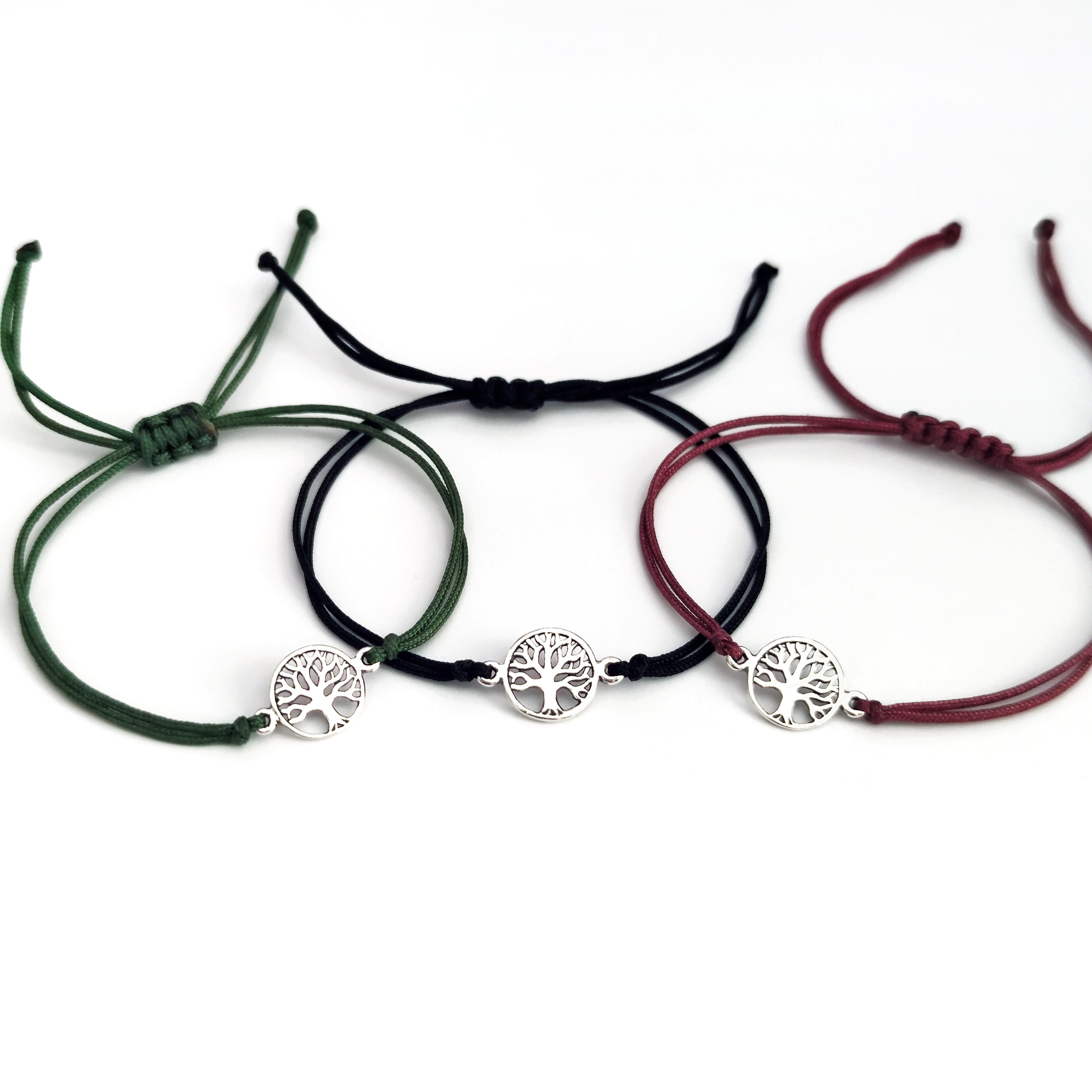 925 Sterling Silver Tree of Life Bracelet, Tree of Life Cord String