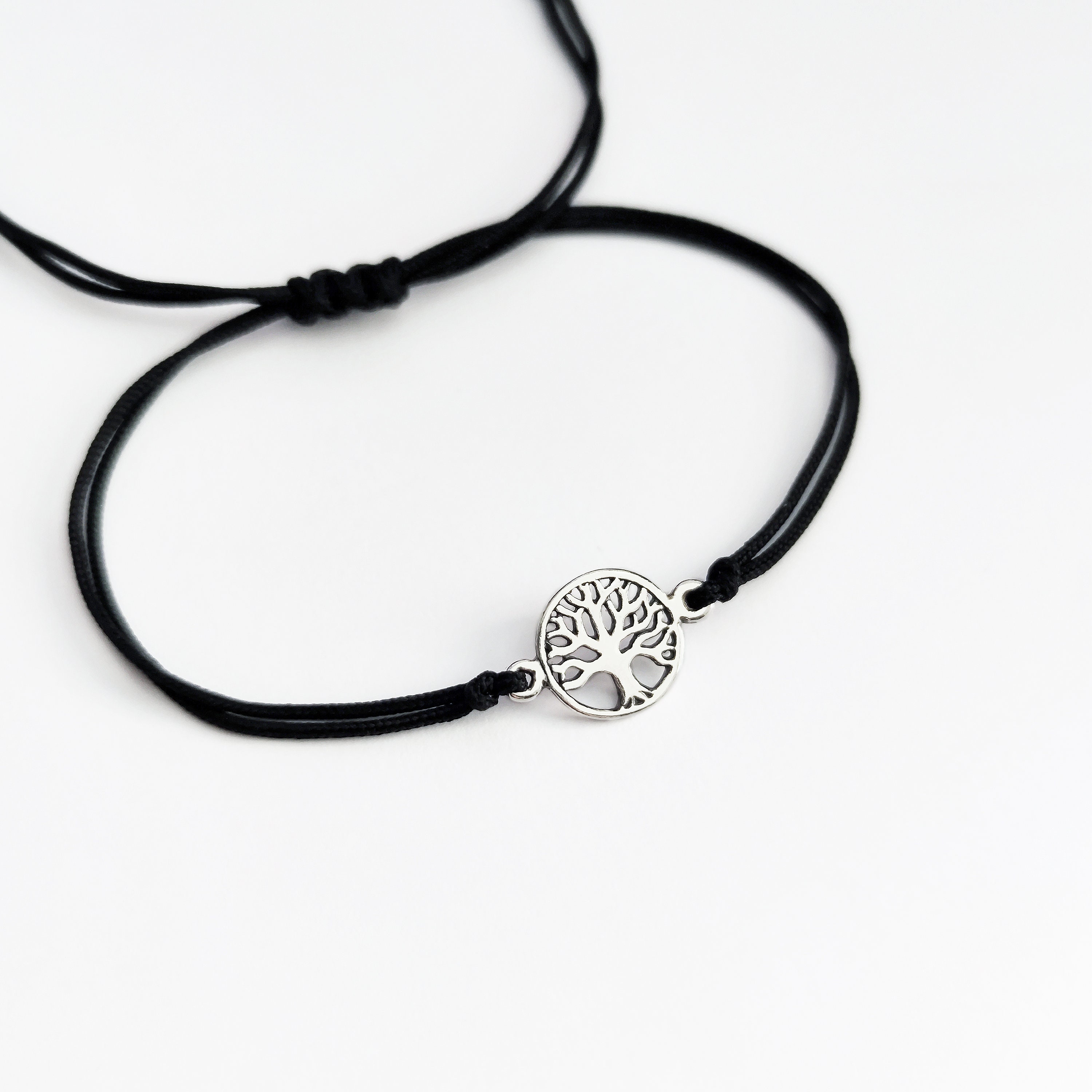 925 Sterling Silver Tree of Life Bracelet, Tree of Life Cord String ...
