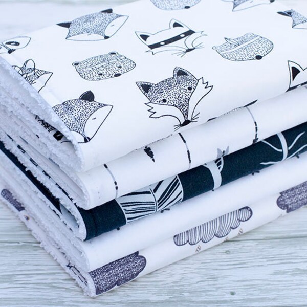 Baby Burp Cloths Set of 5, Baby Gift, Baby Shower, Newborn Burp Cloths, Gender Neutral Burpcloths, Fox Burpcloths, Bear Burp Cloths