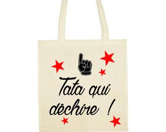 Tote bag 100% cotton "Auntie who rocks"